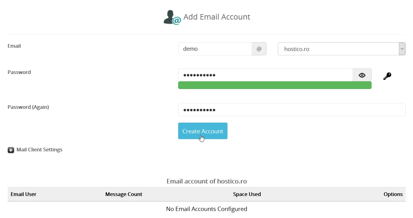 Adicionando conta de email e completando webuzo