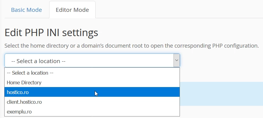 Edit PHP INI settings