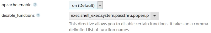 Opţiuni PHP &icirc;n Plesk