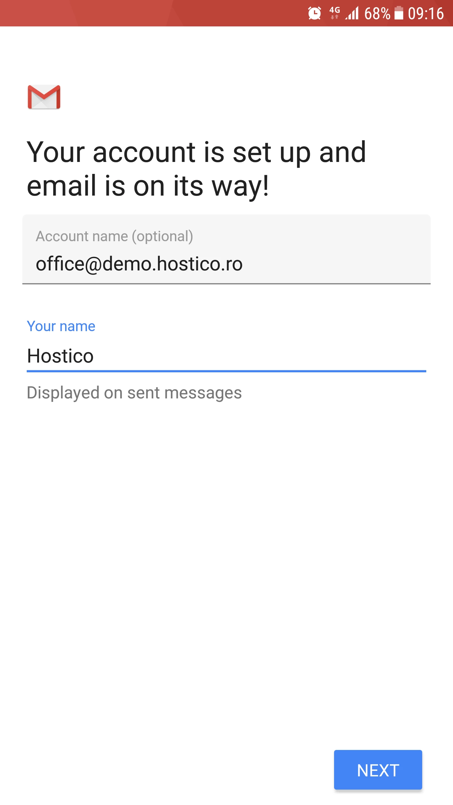 Sua conta está configurada para e-mail