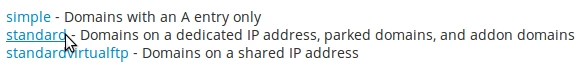 setare sablon standard pe ip dedicat