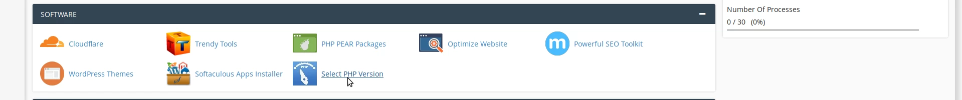 Sectiunea Software cPanel