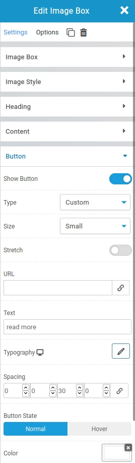 Menu de personalização