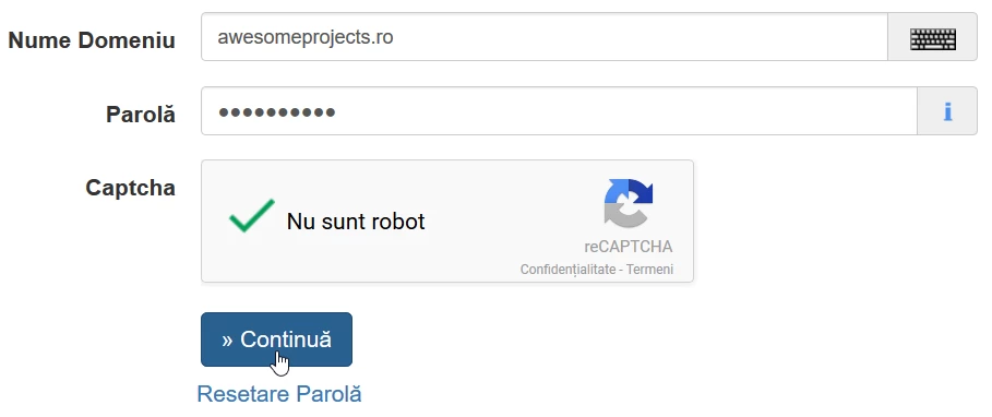 Autentificare ROTLD domadmin