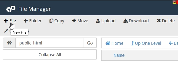 novo arquivo cPanel