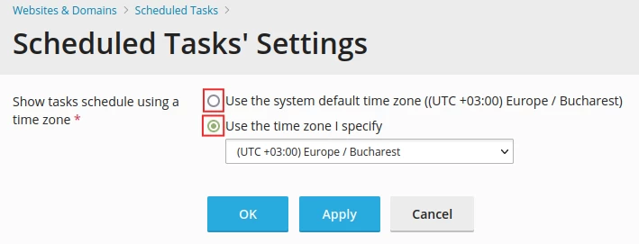 Configurações de Tarefa Programada